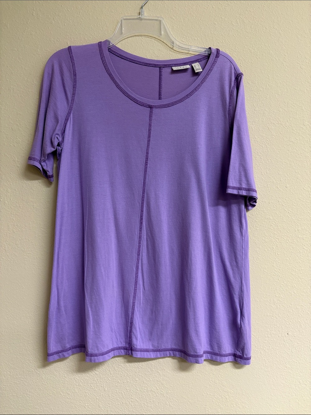 LOGO by Lori Goldstein Lavender Short Sleeve Crewneck Top